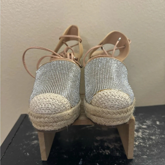 Schutz Glitter Lace-Up Espadrilles Wedge Celinah Crystals Size 5 READ - Picture 6 of 14